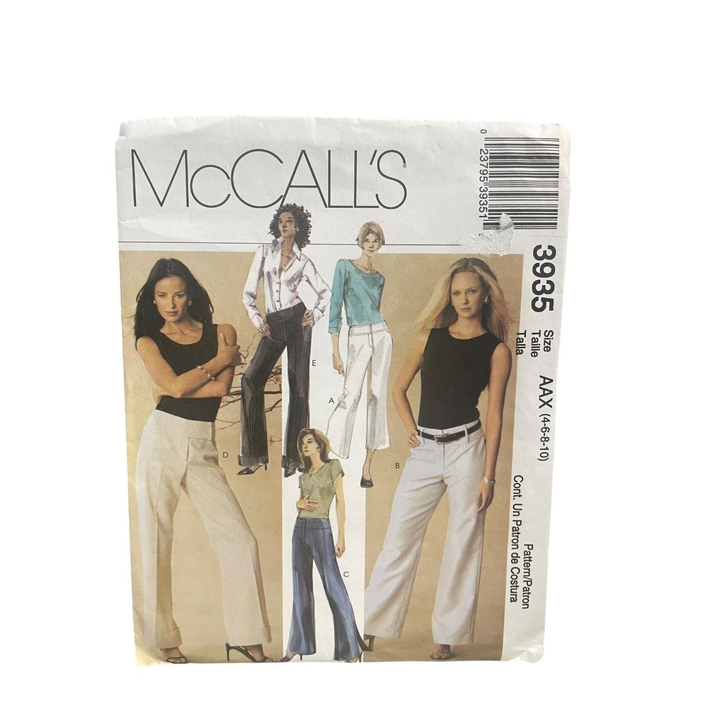 McCall's 3935 Misses Pants Wide Leg Flared Size AAX 4 6 8 10 UNCUT
